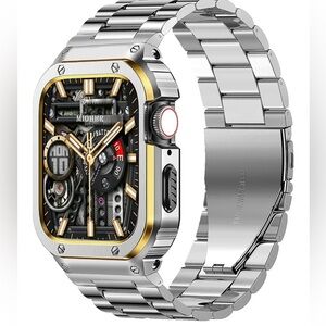 Stainless Steel Band and Case Compatible with Apple Watch Band 45mm